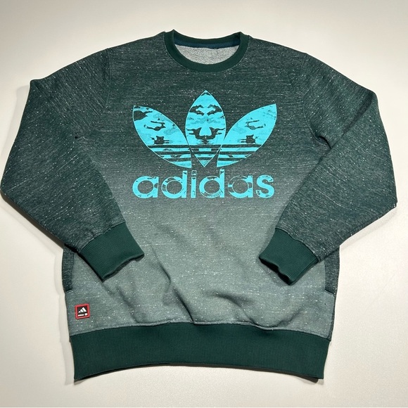 adidas Other - Adidas Men's Crewneck Sweatshirt Green/Blue Camo Trefoil Logo Size XL W/ Pockets